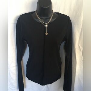 🔥PRETTYLITTLETHING Recycled Petite Black Ribbed Seam Detail Long Sleeve Top NWT